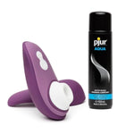 Liberty 2 Purple Pleasure Air Clitoris Sucker With Travel Case & Pjur Aqua Water Based Personal Lubricant 3.4 Fl Oz - Female Sex Toys Bundle