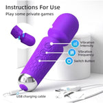 Vibrator Wand, Female Adult Sex Toy, Wand Massager, G Spot Dildo,20 Speeds Powerful Vibrator Wand Clitoris Stimulator Sex Toys For Women G Spot Massager, Quiet & Small,Fully Waterproof. (Purple)