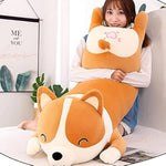 Shiba Inu Plush Pillow Stuffed Animal Dog Cute Corgi Akita Soft Plush Toy Comfort Cushion Gifts For Girls Boys (Sleeping, 60Cm / 23.6 '')