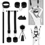 Bdsm Bondage Restraints Set - 7Pc Sm Kit With Adjustable Collar, Wrist & Ankle Cuffs, Tickle Blindfold & Door Swing For Couples, Bedroom Play, Sensual Games For Men And Women Sex Toys
