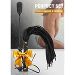 Leather Faux Sex Whip 18" And Adult Sex Crop Bdsm Set Double Slapper Bsdm Flogger Spanking Sex Crop Bondage Restraint Sex Flogger Toy For Couples Whip Sex Play