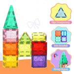 108 Piece Magnetic Tiles, Magnet Building Blocks Set For Kids Toddlers, Stem Construction Toys With Gift Box For All Ages Boys Girls