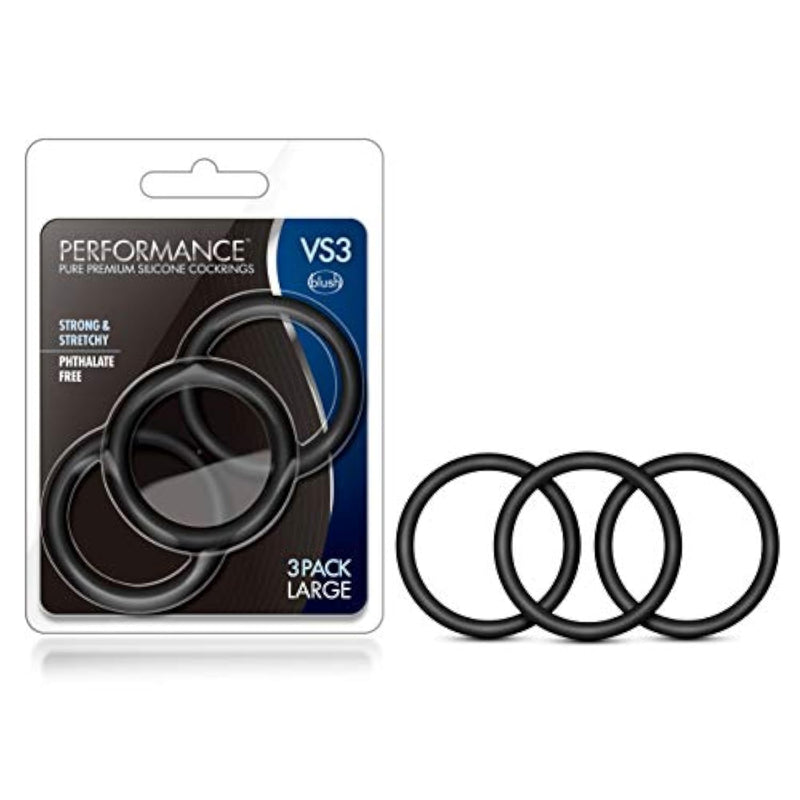 Performance - 3 Pack Male Enhancement Silicone Penis Cock Ring Erection Enhancing C-Rings Set - 2 Inch Diameter