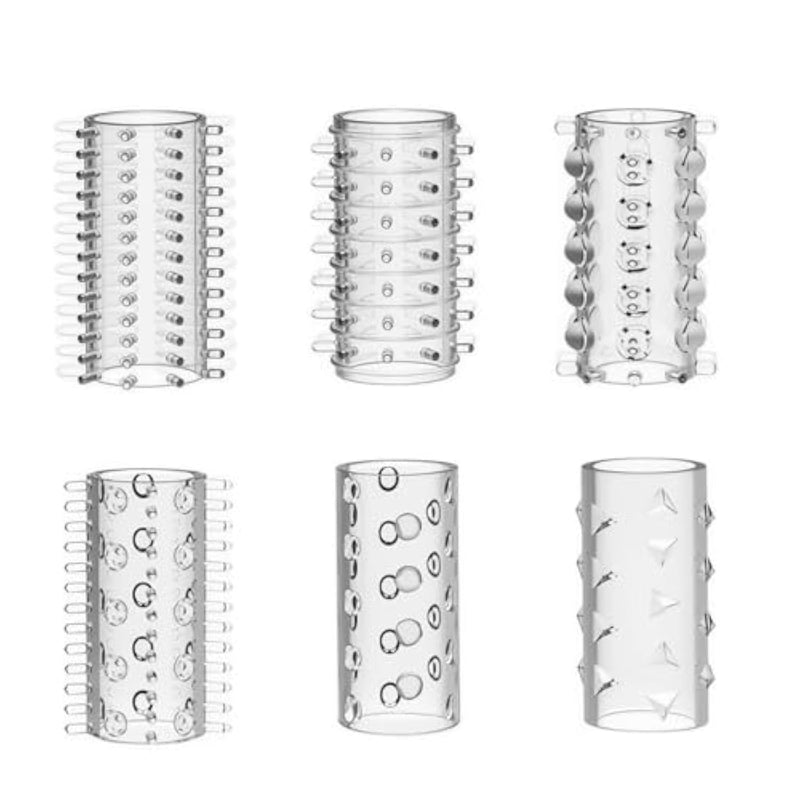 Penis Sleeve 6 Pcs Stretchy Textured Male Sleeve Set Cock Sleeve Enhance Erection Extended Time Enlargement Adult Sex Toys For Men Couples