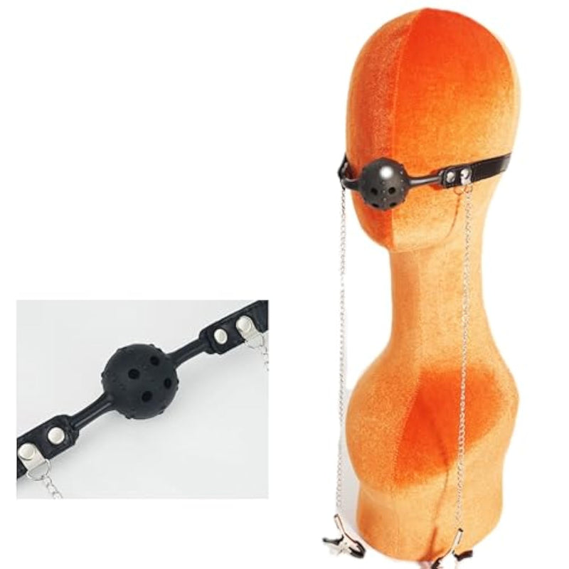 Gag Silicone Mouth Gag With Nipple Clamps Sex Flirting Sex Toys Adjustable Ball Gag Silicone Ball Gag With Air Holes Erotic Fetish Extreme Sex Toys For Couple Women