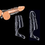 New Soft Realistic Penis Sleeve Cock Ring,2Pcs Reusable Cock Rings For Men, Penis Enlargement Silicone Sleeves Girth Male Erection Enhancement, Penis Ring Enlargement Sex Toys (Transparent)