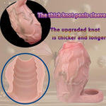 Realistic Thick Knot Penis Sleeve Hollow Animal Dog Knotted Dildo Pennis Girth Enhancer Sleeve For Men Enhanced Fun Confidence White Skin Color 3.8'' Silicone Penis Ring Extended Time (S)