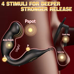 Prostate Massager Anal Vibrator with Removable Cock Rings, 9 Wiggling & 9 Vibration Modes Butt Plug, Remote Control Male Sex Toys for Men, Dual-Function Design for P-Spot & Perineum Stimulation
