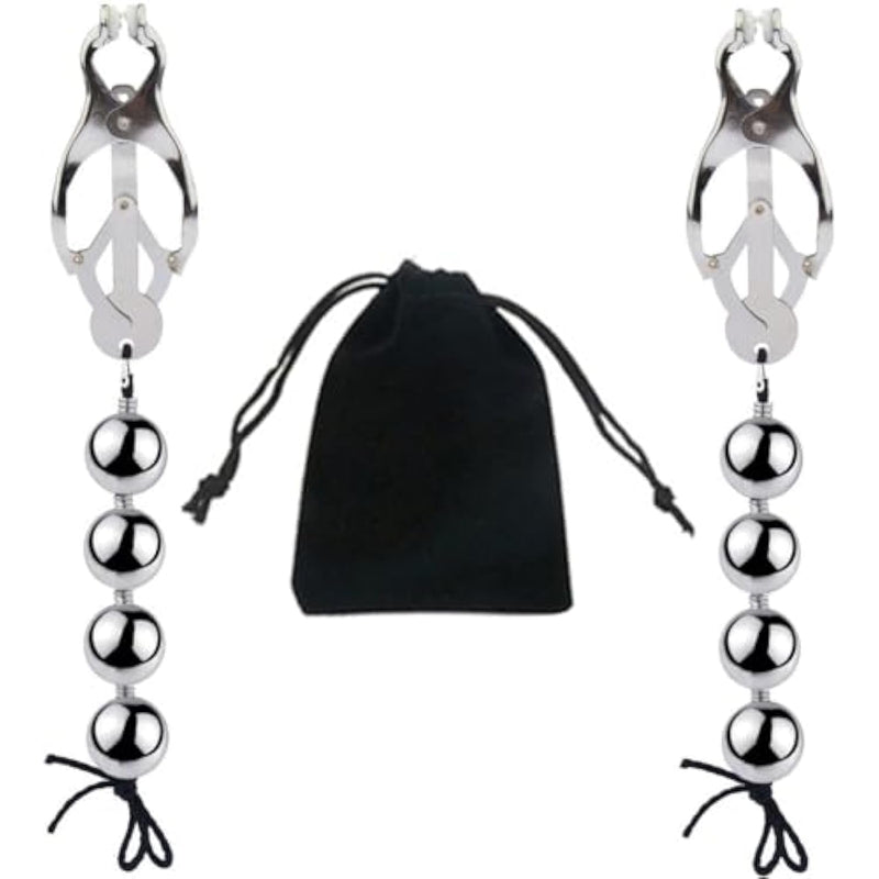 Weight Ball Nipple Clamp Adjustable Metal Nipple Clamps Non-Piercing Large Nipple Clips For Women Gravity Ball Nipple Clip Pendant Stainless Steel Nipple Clip