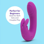 Ignite Mini Rabbit Vibrator - 3.5 Inch Beginner Friendly Silicone G Spot Vibrator For Women - 20 Function Adult Sex Toy - Rechargeable & Waterproof - Purple