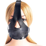 Sm Thicken Leather Head Harness Masks With Detachable Dildo Restraint Mouth Gag Masks Adult Sex Fetish Toys