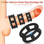 3 Piece Silicone Penis Ring Bondage Set, Spikes Cock Rings, Penis Restraint Ring, Chastity Ring Lock, Chastity Belt, Penis Lock, Sm Adult Men Cock Restraint Chastity Devices Sex Toy