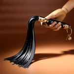 Sex Whip 16.5" Pu Leather Riding Crop, Gold Riveting And Black Bdsm Whip Floggers Whip Flirting Fantasy Sex Toys Whips And Paddle For Adults Erotic Exploration & Fetish Adventures