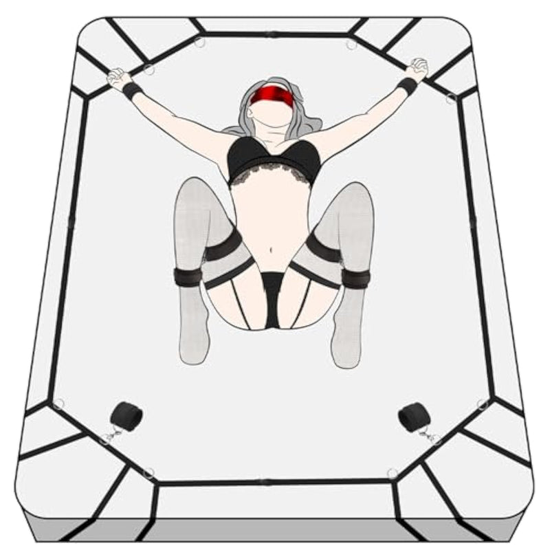 Sex Bondage Bdsm Kit Bed Restraints Set, Sex Toys With Handcuffs Ankle Cuff, Adjustable Leg Straps Handcuffs, Silk Blindfold Mask, Multifunctional Adult Toys For Couples Women Sm Games Pleasure