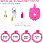 Wearable Monster-Shaped Resin Chastity Device With Bell, Waterproof, Ergonomic, 3-Color Options, 5-Size Rings, And Mini Lock - Discreet And Secure (Frrk-3147, Pink)