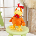 15" Electronic Squawking Chicken Toy, Easter Chicken Stuffed Animal Interactive Musical Walking Singing Waving Rooster Plush Toy With Bib Present For Kids Boys Girls Easter Thanksgiving Day