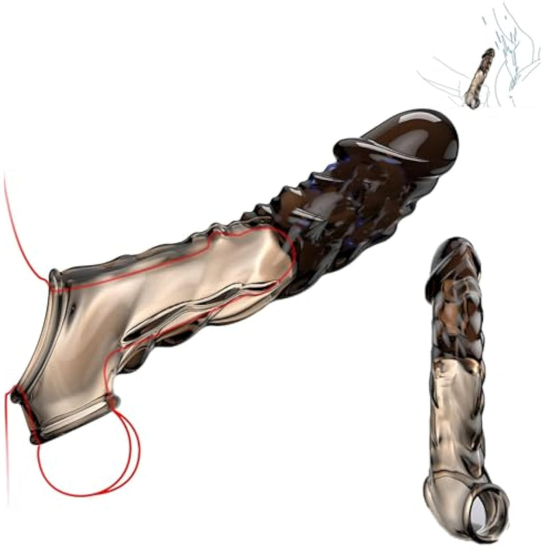 Penis Sleeve Cock Sleeve Male Sex Toy, Penis Pump Extender Cock Ring Men Sex Toys With Ball Loop, Silicone Penis Extension For Men Girth Enhance, Reusable Penis Enlarger Adult Sex Toys For Couples Men