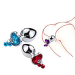 Metal Bell Anal Butt Plug Prostate Trainer Training Plugs Sex Toy with Traction Chain for Couple Women Men Blue
