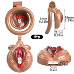 Chastity Cage Fake Women Vagina Penis Cage Chastity Cock Cage Sissy Chastity Device Lock With 4 Rings Sm Male Bondage Sex Toys (Skin Color)