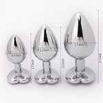 3 Pcs Luxury Jewelry Design Fetish Heart Metal Anal Butt Plug(Pink)