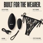 Panty Set for Women, Vibrating Rechargeable, Black, 1ct