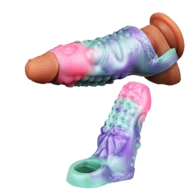 Octopus Tentacle Fantasy Penis Sleeve Enlarger With Cock Ring, Reusable Dildo Sheath Cover Extender Adult Sex Toy For Men Couples (M)