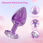 Sex Toys Anal Butt Plug, 3Pcs Adlut Toys Safety Metal Butt Plug Sexy Toy with Crystal Diamond Anal Sex Toy for Men Adult Sex Toys & Games (Purple)