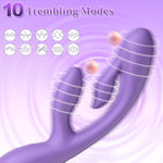 G-Spot Clitoral Rabbit Vibrator For Woman - 3 In 1 High-Frequency Vaginal Anal Dildo Massager With 10 Vibration Modes, Waterproof Liquid Silicone Adult Sex Toys U-Spot Stimulator For Female Orgasm