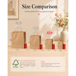 26 Pack Small Brown Kraft Gift Bags with Handles, 8.3 x 6 x 3.15 Inch
