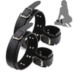 Leather Cuff Restraint Set - Hand & Thigh Cuffs For Couples & Beginners