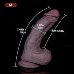 3 Sizes Of Double Layer Silicone Realistic Dildo, Soft Lifelike Dildo Toy Thick Fake Penis Dildo With Strong Suction Cup Adult Sex Toy For Women - M