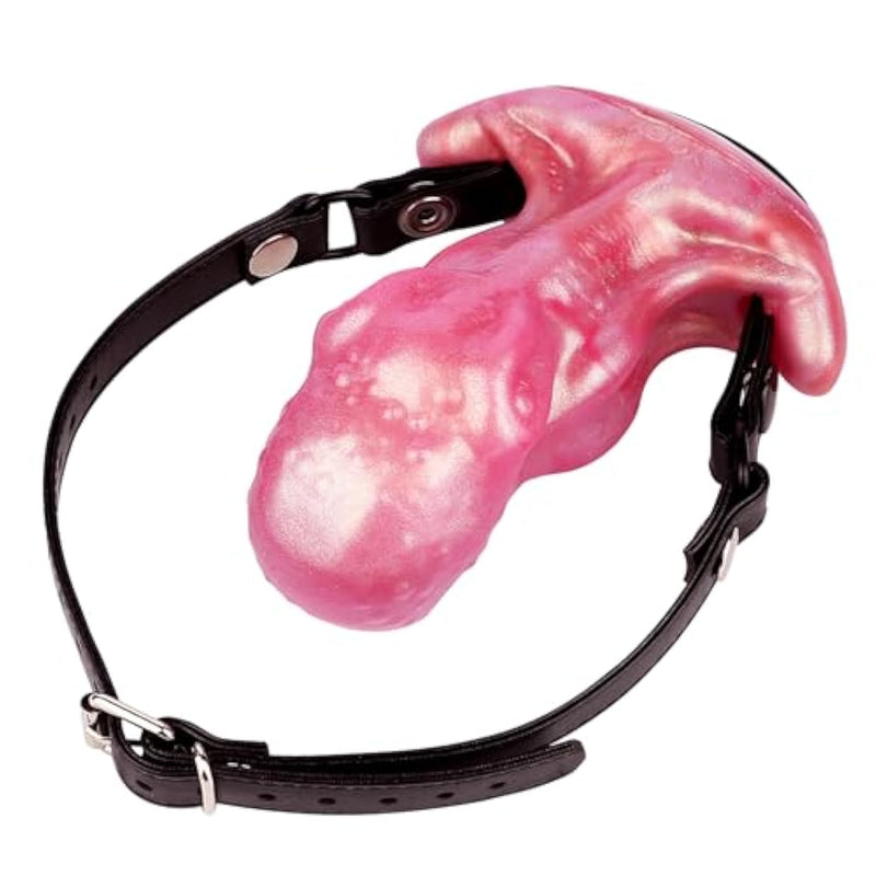 Anchor Silicone Mouth Gag With Adjustable Leather Strap Heterosexual Muscle Dildo Ballgag Sex Toy For Adult Couple Bdsm Games (Red)