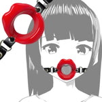 Silicone Open Mouth Gag Sex Toys Sm Bondage Open Gag Adjustable Strap Mouth Gags Bondage Toys For Women Men Couples Lover Bdsm Fetish Restraint Opening Gag Sexy Gag (Red)