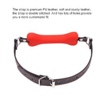 Ball Gag Bondage Silicone Leather Dog Bones Gag Mouth Pet Bone Bite Mouth Gag Bdsm Fetish Slave Restraints Sex Toys (Red)