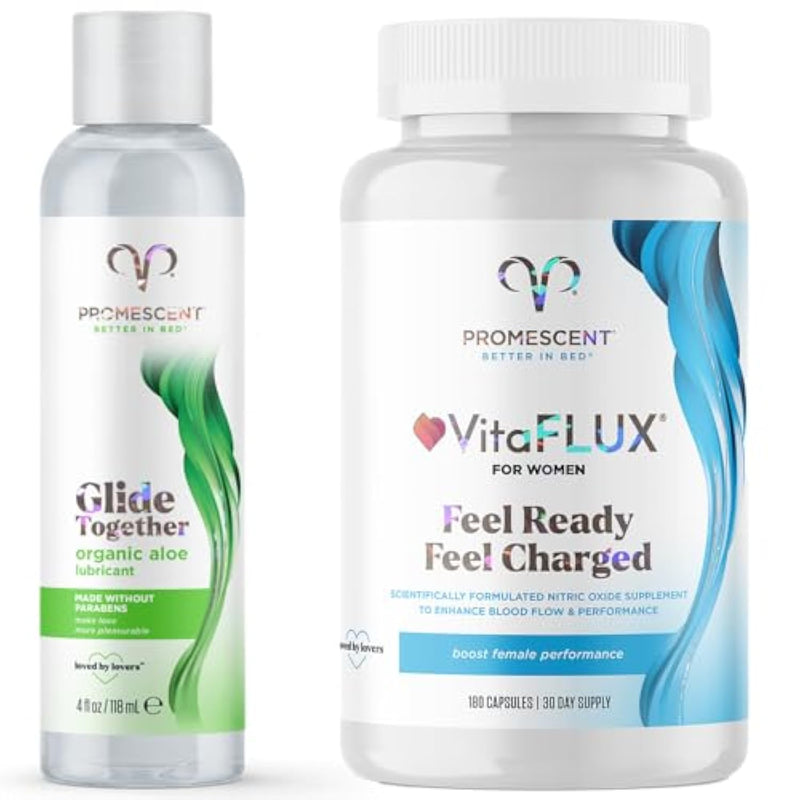 Organic Aloe Lube For Sex + Vitaflux Women'S Nitric Oxide Booster Supplement, Boost Energy & Performance-Therapeutic Dose Of Essential Amini Acids