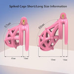 Ventilation Cb Chastity Cage Set With 4 Cock Rings And Double Ended Soft Spikes 3D Print Resin Penis Lock Adult Sex Toys Bdsm Trainer Devices For Men (Short-Arc Ring,Pink)