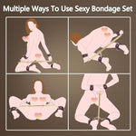 10Pcs Bdsm Kit Spreader Bar Sex Toys Furniture Restraints, Stunning Leather Bondage Set Handcuffs Ankle Cuffs For Couples Adult Sexual Games Play Kinky (Red, Adjustable)