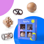 4Pcs Wooden And Metal Puzzles Gift For Kids And Adult Educational Toys Office Toys 3D Unlock Interlock Assorted Brain Teasers Puzzles