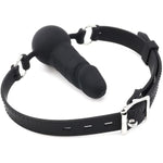 Realistic Silicone Dildo Gag For Sex Games - Open Mouth Bondage Ball Gag For Sm Games - Silicone Sex Toys Penis Gag For Bondage Restraints, Bdsm Restraint Toys Silicone Sex Gag Muzzles (Black)