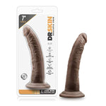 Blush Dr. Skin 7.5" Realistic Slim Dildo, Vaginal Or Anal Play Long Cock - Suction Cup, Strap-On Compatible, Beginners Pegging & Roleplay - Lifelike Adult Sex Toy For Women, Men, Couples - (Chocolate)