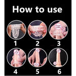Transparent Threaded Condoms for Men - 4 Piece Set with Fine Crystal Sleeve