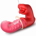 Swing Thrusting G-Spot Vibrator Sex Toy With Clitoral Stimulator – 10 Licking & Vibration & Swing Modes, Octopus-Inspired Female Tongue Vibrators Clit Sucker Dildo, Rose Sex Toys Tongue Toy For Women