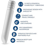 Oh My Gem - Bold 5 Inch Clitoral Bullet Vibrator With Gem Base - 10 Rumbotech Vibration Modes - Ipx7 Waterproof & Usb Rechargeable - Pocket-Sized, Travel-Friendly - Sex Toy - White