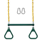 Swing Sets For Backyard, Monkey Bars & Swingset Accessories - Set Includes 18" Trapeze Swing Bar & 48" Heavy Duty Chain With Locking Carabiners - Outdoor Play Equipment (Green)