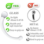 Prostate Massager Glass Pure Wand Anal Toys - Double Ended Glass Dildo - 8.3 Inch Anal Hook G Spot Stimulator For Men Women - Anal Prostate Wand