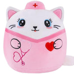 Nurse Cat Stuffed Animal, 8-Inch Pink Cat Plush Toy With Stethoscope Embroidery, Cute Cat Plushie Pillow Gifts For Nurses Women, Nursing Student Graduation And Appreciation Week Gift