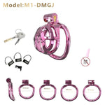 Colorful Resin Ventilated Breathable Chastity Cage - With Silicone Catheter (Rose Gold, M1)