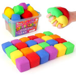 24 Pack Mini Slow Rise Stress Cube: Pull Stretch Fidget Toys For Anxiety Relief, Dough Squishy Toys Bulk For Kids, Classroom Prize Box Toys, Fidgets For Classroom, Hand Therapy Sensory Squishy Ball
