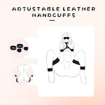 Sex Bondage Wrist Thigh Cuffs Bdsm Restraints Set Sex Toys For Women Neck To Wrist Restraints Bondage Set Adjustable Leg Straps Handcuffs Blindfold For Bed Sm Games Couple Play, Black