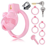 Sissy Chastity Devices Cock Cage With 6 Different Sized Rings Sex Toys Chasity Cages With Urethral Plug And Invisible Locks For Men'S Penises Bondage Lightweight Resin Penis Lock (S,Pink)